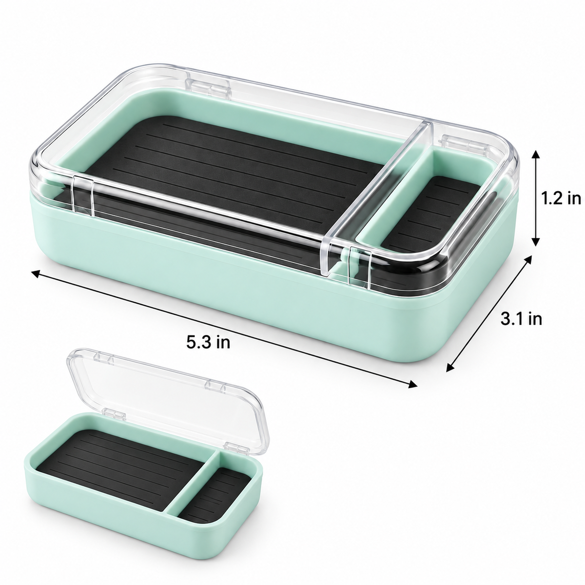 Portable Jewelry Storage Box with Transparent Lid and Dual Compartments
