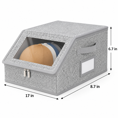 2-Pack Stackable Hat Storage Organizer Boxes with Clear Viewing Window