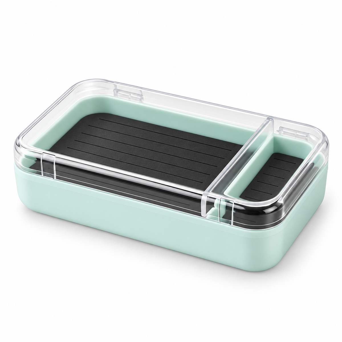 Portable Jewelry Storage Box with Transparent Lid and Dual Compartments